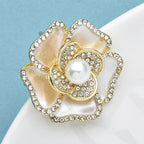 Faux Pearl Crystal Flower Brooch – alternate view 2