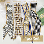 Élodie Satin Ribbon Scarf Set – 4 Pieces