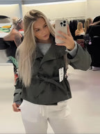 Elegant Women's Double Breasted Belted Trench Coat