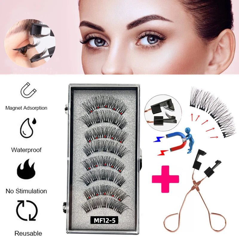 Magnetic Eyelashes Curler Set - 4 Pairs with Applicator