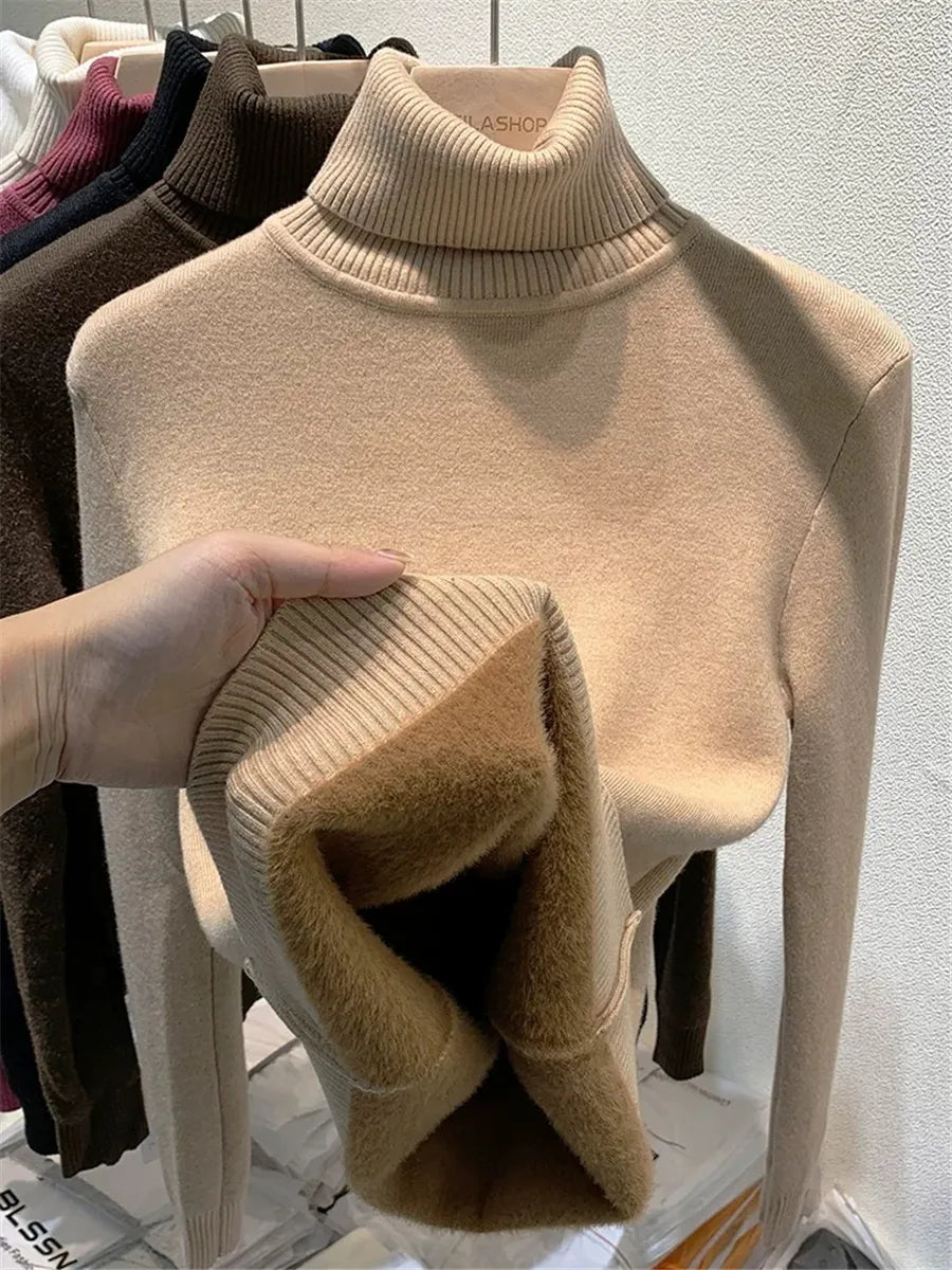 Turtleneck Sweater with Plush Lining