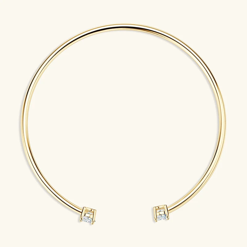 Ivictress 5mm Moissanite Sterling Silver Cuff Bracelet