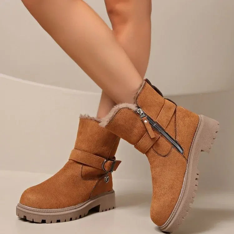Warm Mid-Calf Snow Boots Trendy Winter Rubber Boots