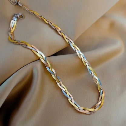 Elegantes Armband-Halsketten-Set aus Titanstahl