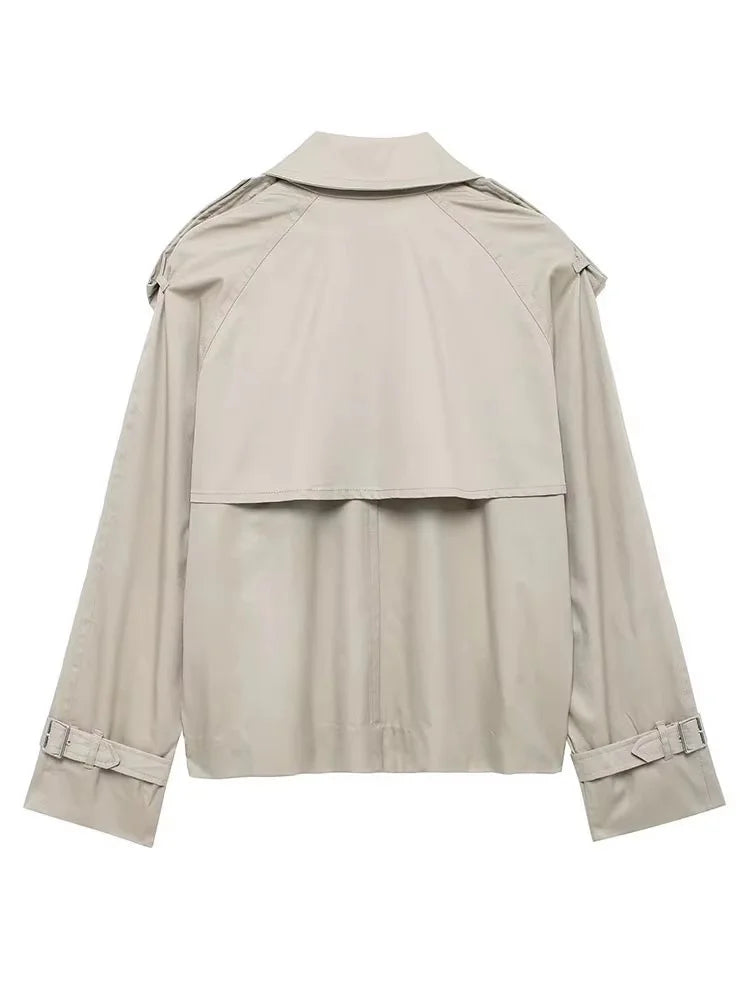 Autumn Double-Breasted Cropped Jacket for Women