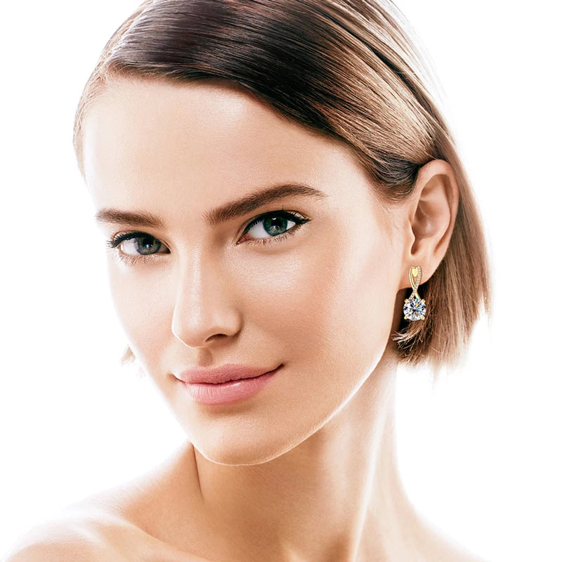 Luxurious Moissanite Drop Earrings - White and Yellow Gold