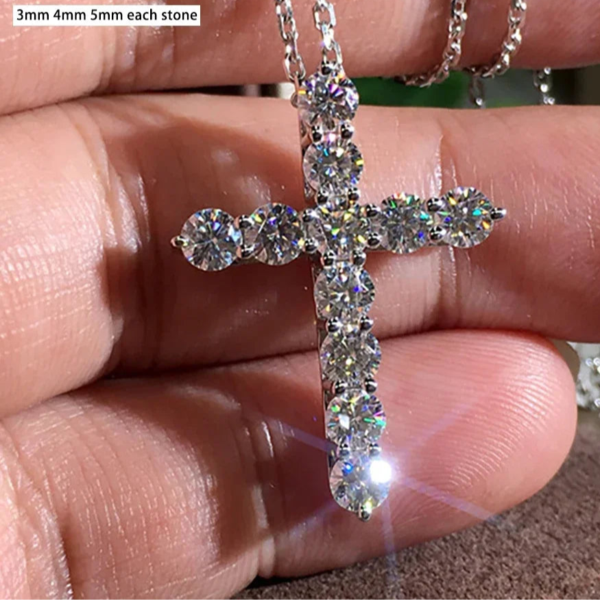Luminous Moissanite Cross Necklace - Affordable Luxury