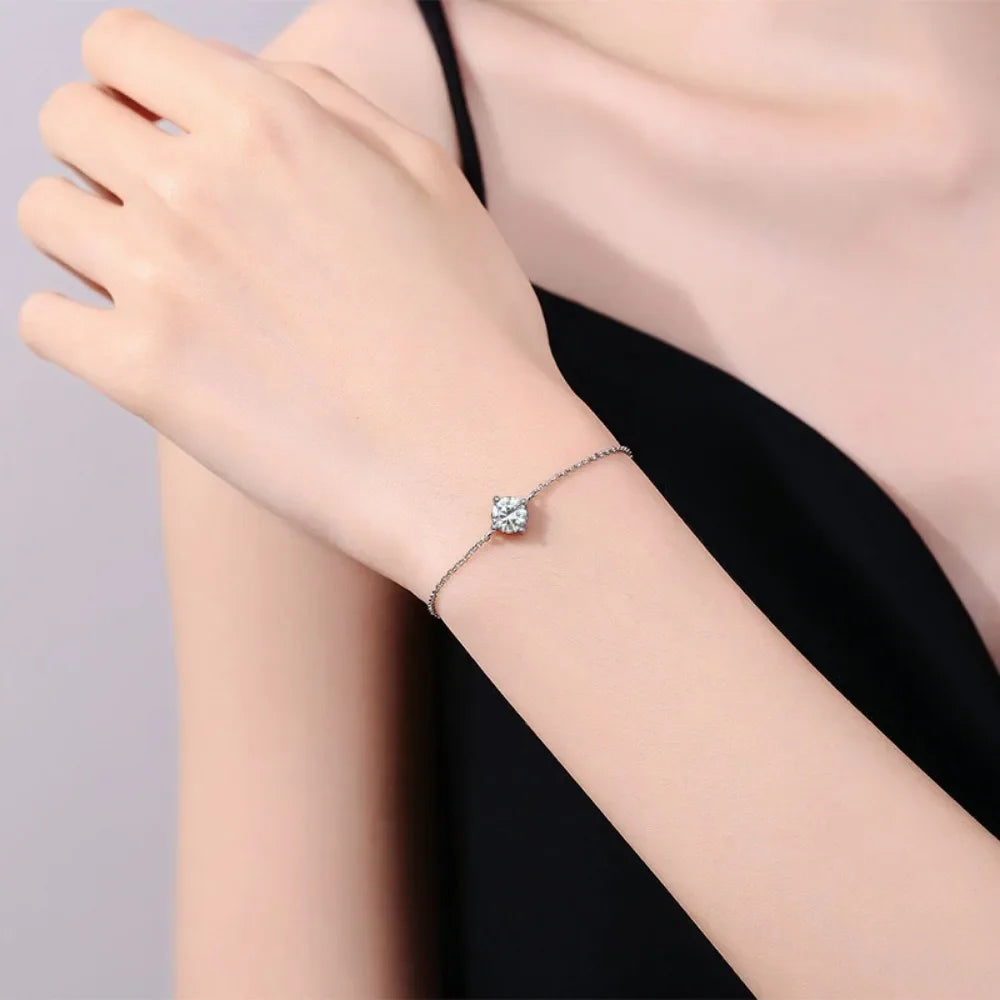 Exquisite 1 Carat Moissanite Bracelet in 925 Sterling Silver