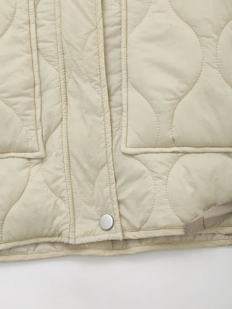 Elegant Stand Collar Women's Cotton Jacket
