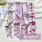 Élodie Satin Ribbon Scarf Set – 4 Pieces