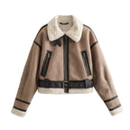 Chic Women's Flip Collar Fur Jacket - Autumn/Winter 2024
