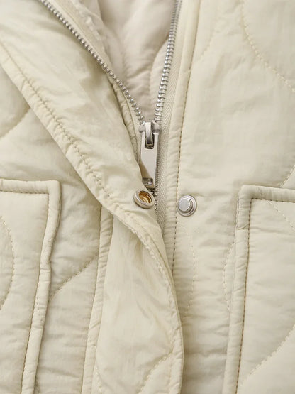 Elegant Stand Collar Women's Cotton Jacket