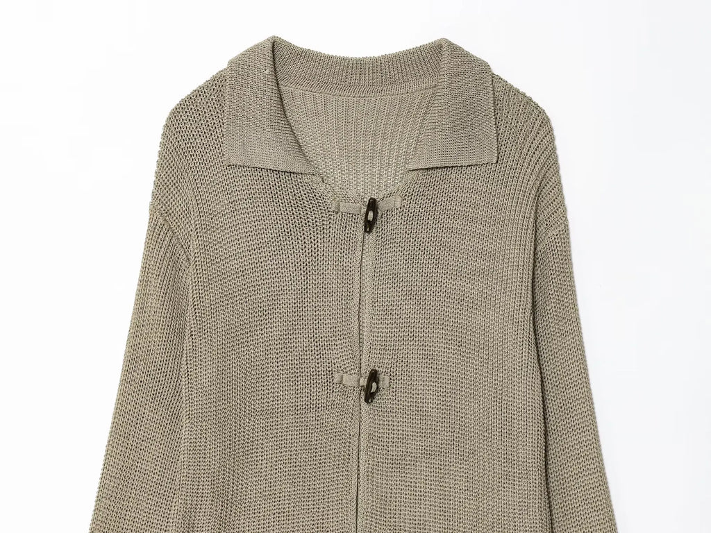 Chic Horn Button Knitted Cardigan for Women