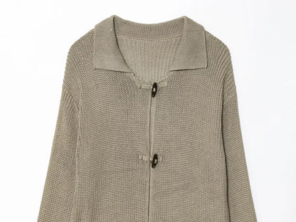 Chic Horn Button Knitted Cardigan for Women