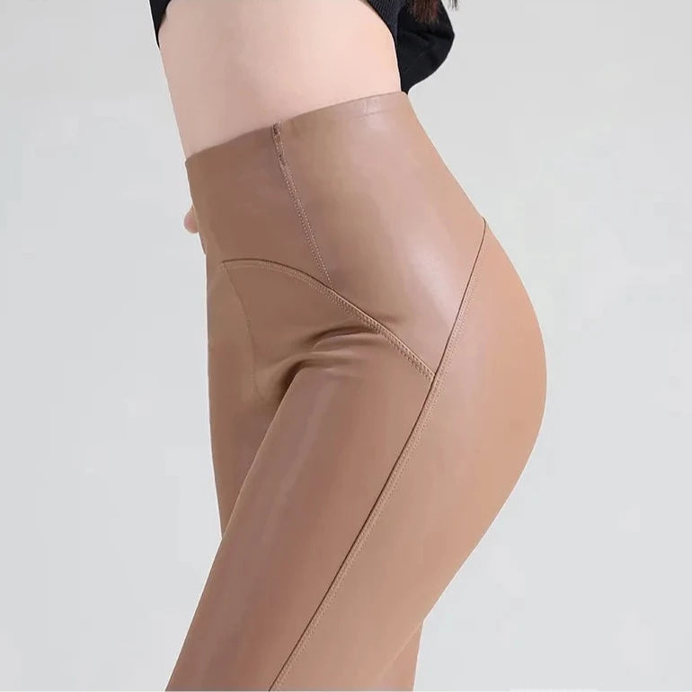 Schwarze Leggings aus Kunstleder für Damen