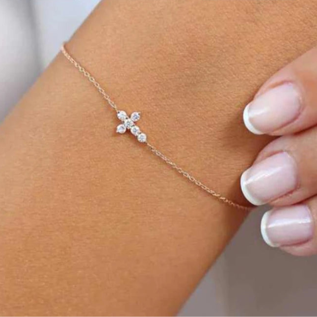 Exquisite 925 Sterling Silver Moissanite Cross Bracelet