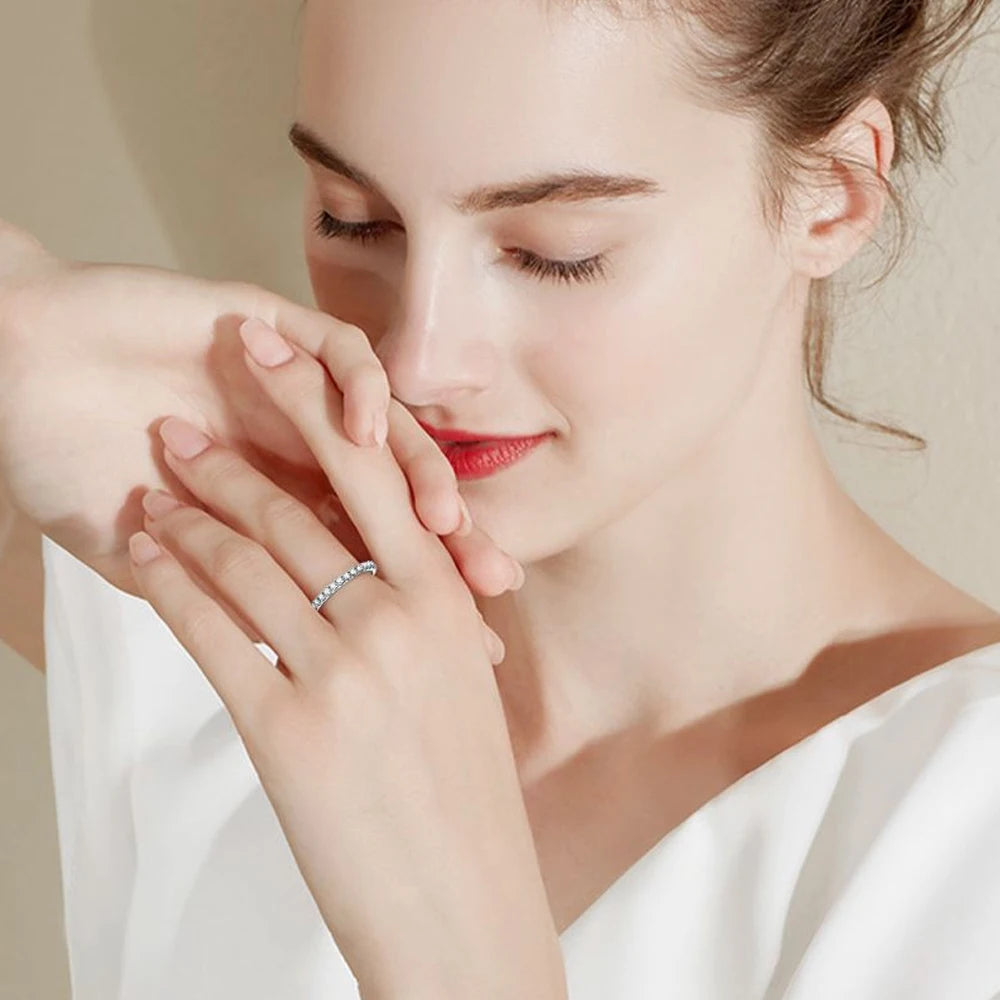 Exquisite Moissanite Eternity Band - 18k White Gold Luxury