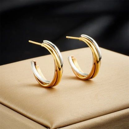 Stainless Steel Geometric Crystal Earrings