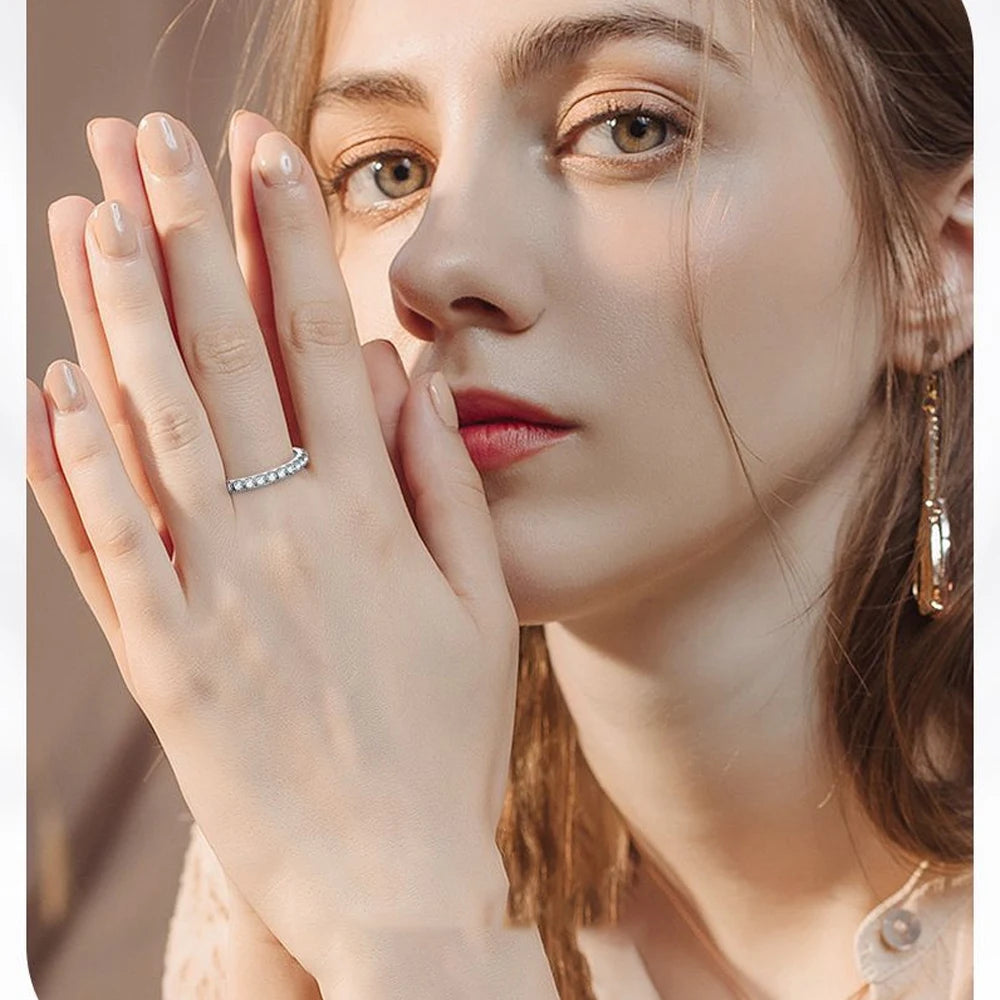 Exquisite Moissanite Eternity Band - 18k White Gold Luxury