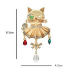 Vintage Crystal Cat Brooch – alternate view 3