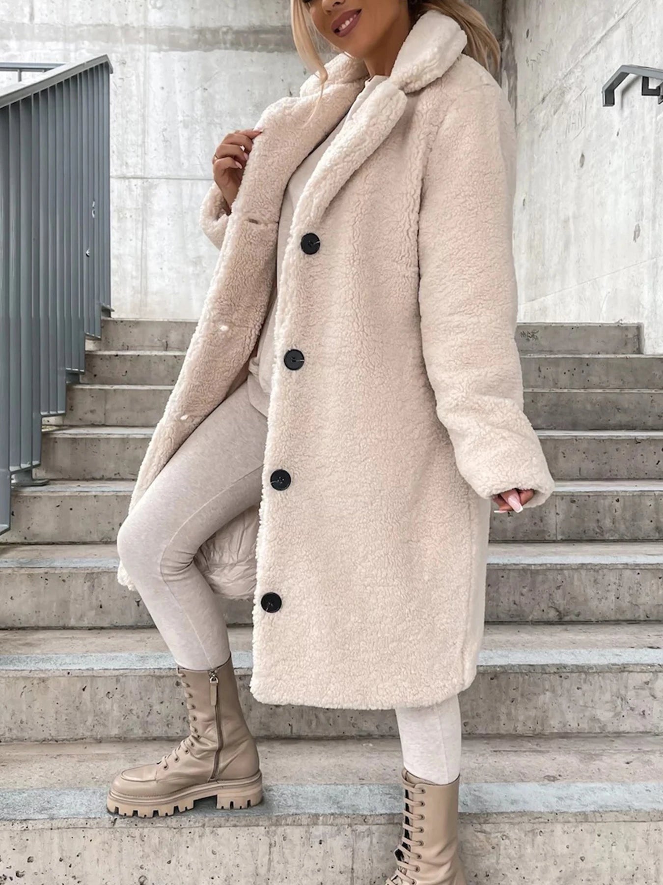 Women's Synthetic Wool Polyester Coat