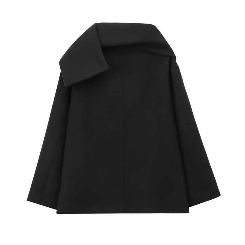 Elegant Women's Scarf Neck Long Sleeve Coat