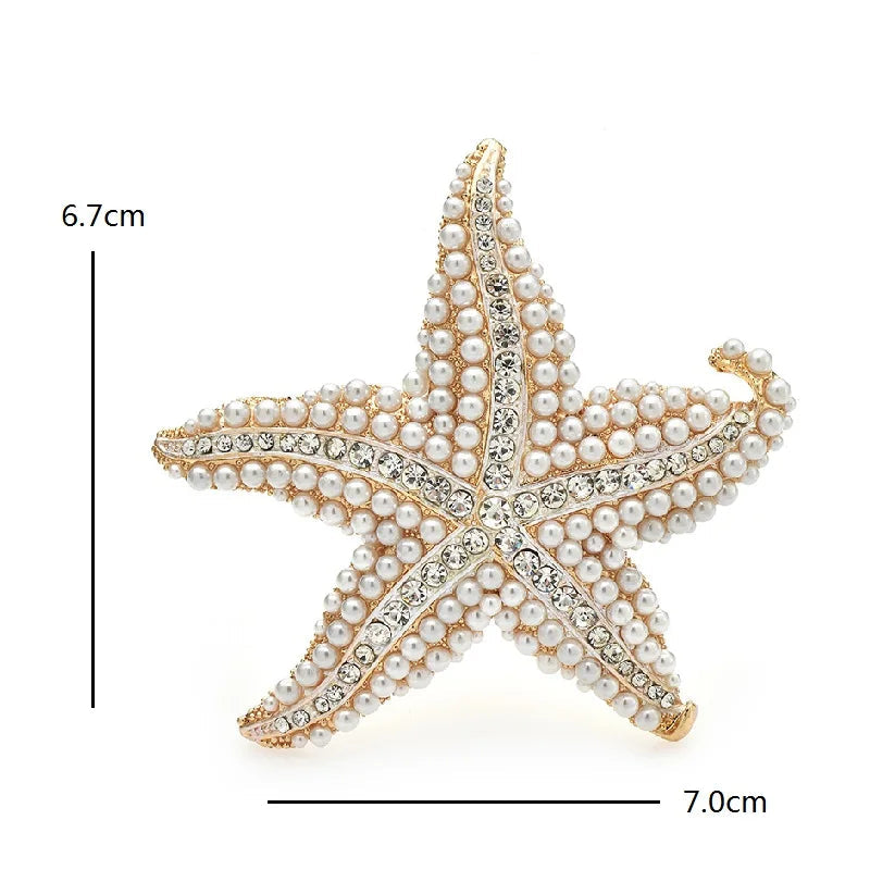 Faux Pearl Crystal Starfish Brooch – alternate view 3