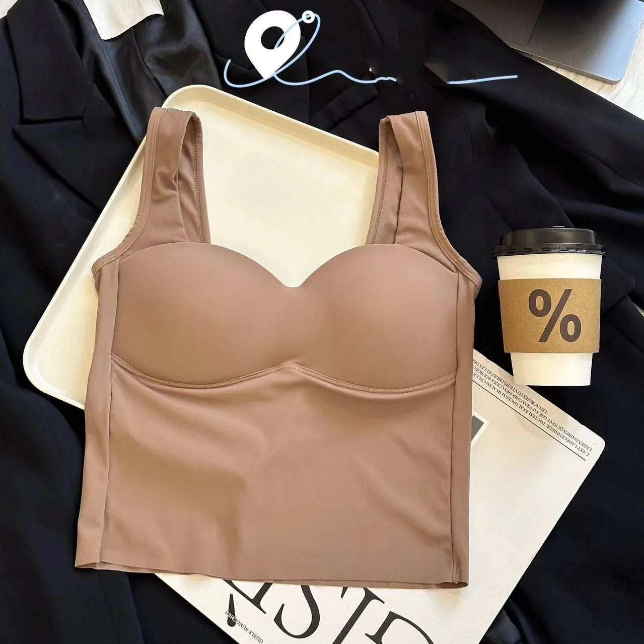 Ice Silk Seamless U-Back Bra with Fixed Cups