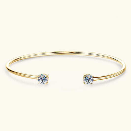 Ivictress 5mm Moissanite Sterling Silver Cuff Bracelet
