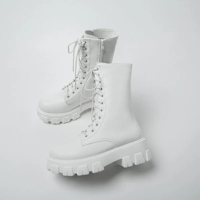 Women's Fleece Lined Lace-up Mid-Calf Boots