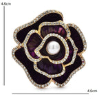 Enamel Crystal Camellia Flower Brooch – alternate view 3