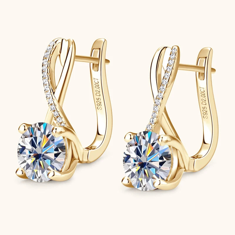 Luxurious Moissanite Drop Earrings - White and Yellow Gold