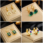 Boucles d'oreilles géométriques en acier inoxydable et cristal