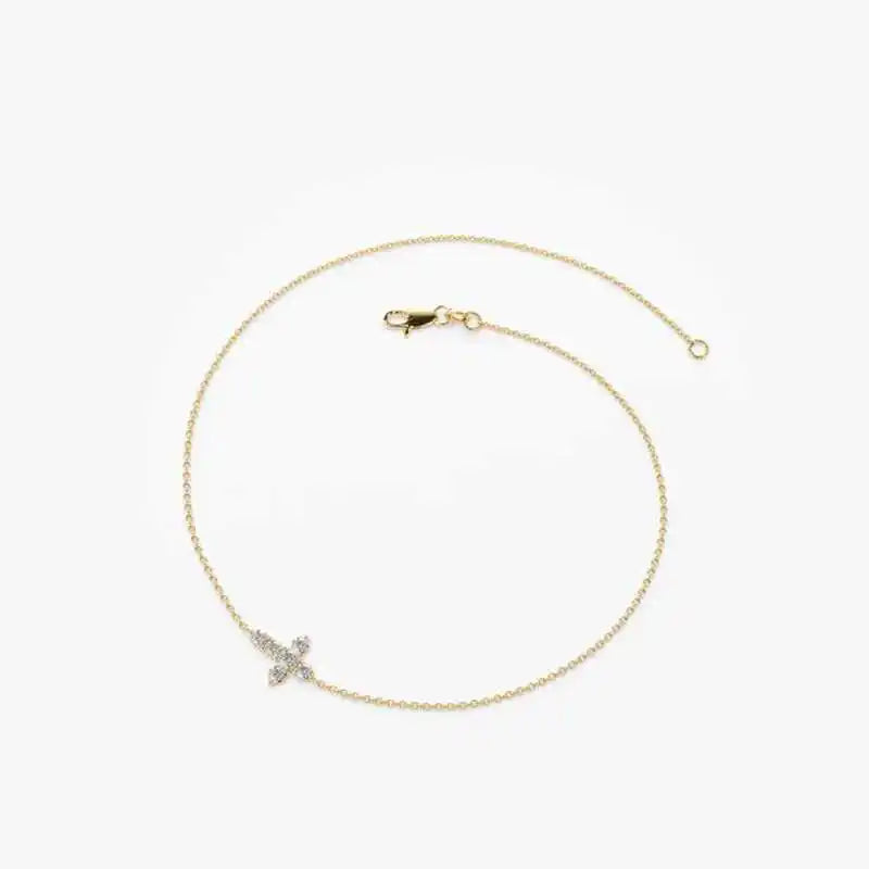 Exquisite 925 Sterling Silver Moissanite Cross Bracelet