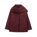 Elegant Women's Scarf Neck Long Sleeve Coat