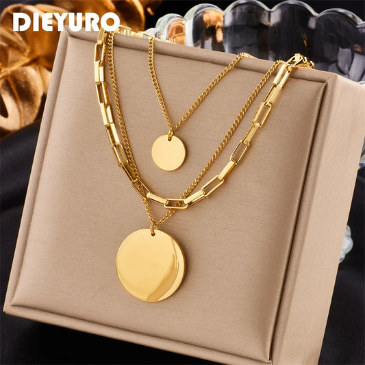 Glamouröse 3-in-1-Halskette mit goldenem Anhänger für Damen