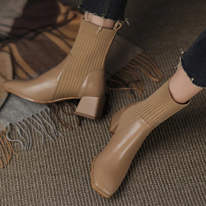 2024 Autumn Winter Knitted Short Boots Women