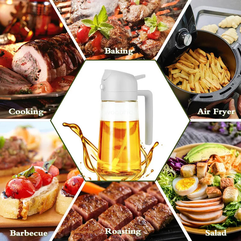 2-in-1 Olive Oil Spray & Pour Dispenser with Ergonomic Handle