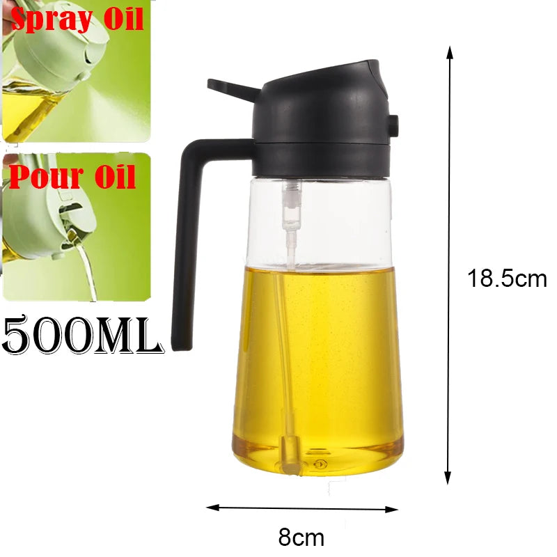 2-in-1 Olive Oil Spray & Pour Dispenser with Ergonomic Handle