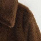 Chic Brown Fur-Embellished Jacket for Women