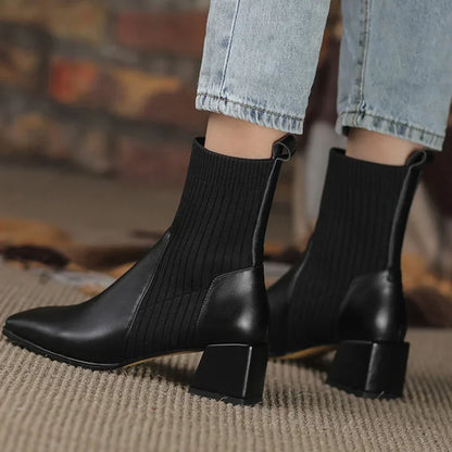 2024 Autumn Winter Knitted Short Boots Women