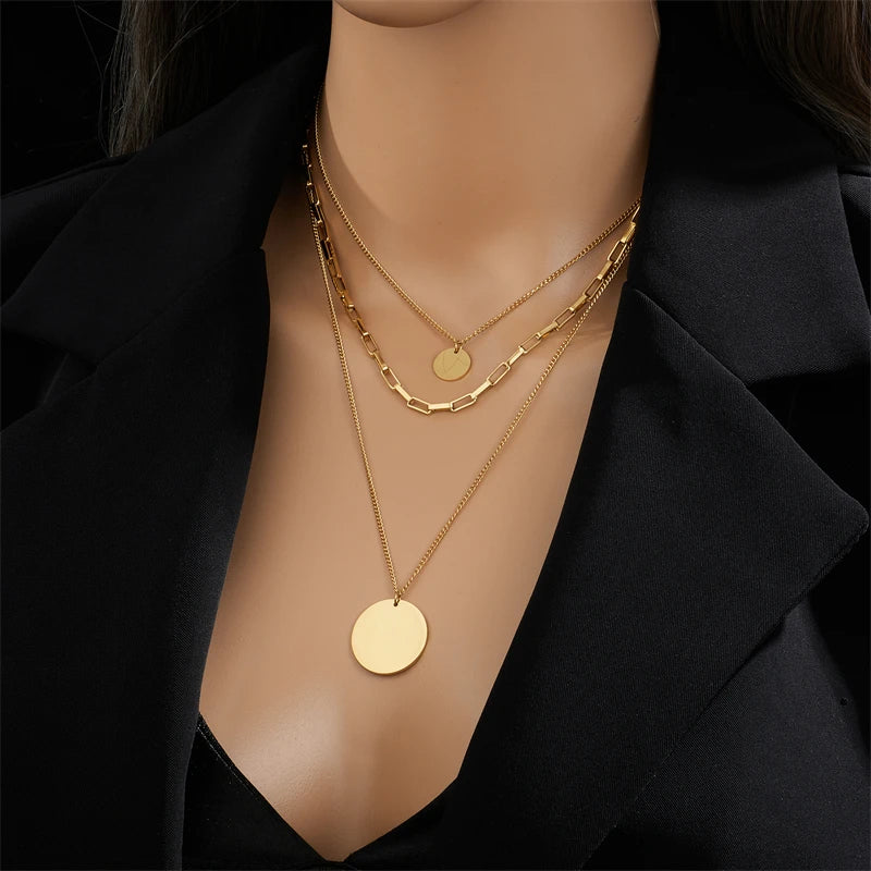 Collier pendentif glamour en or 3 en 1 pour femme