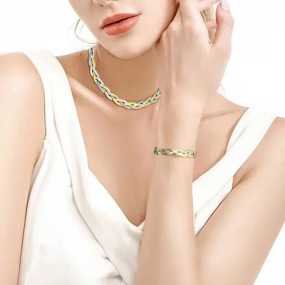 Elegantes Armband-Halsketten-Set aus Titanstahl