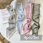 Élodie Satin Ribbon Scarf Set – 4 Pieces