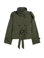 Elegant Women's Double Breasted Belted Trench Coat