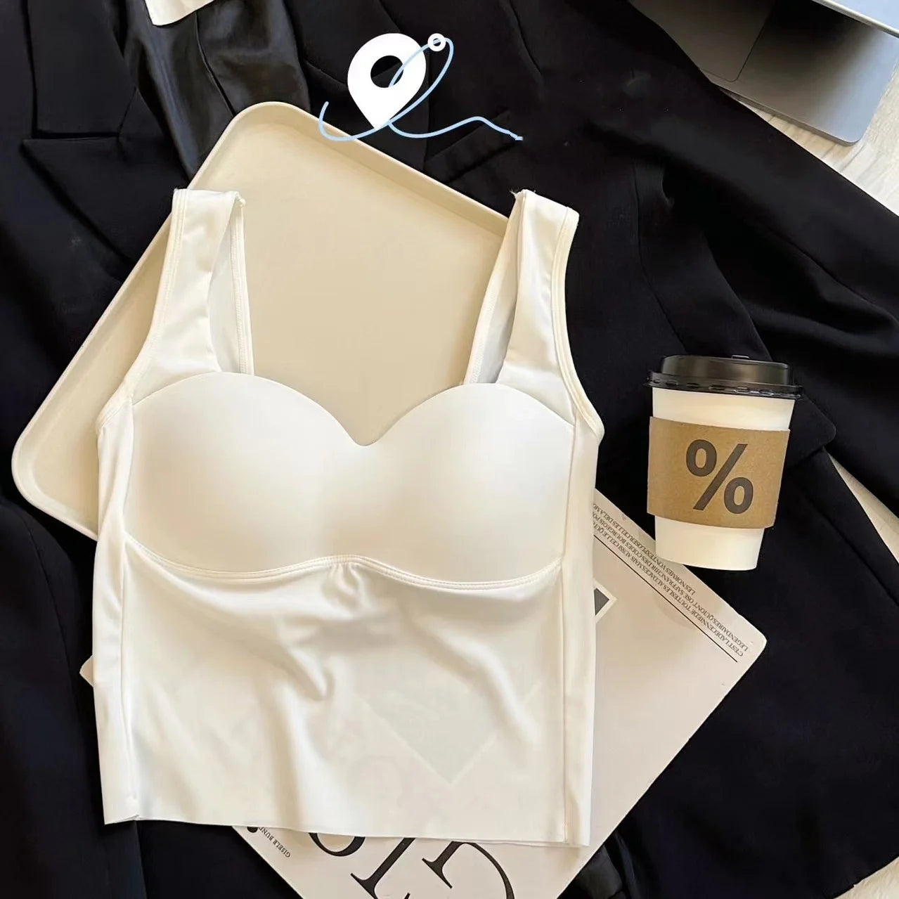 Ice Silk Seamless U-Back Bra with Fixed Cups