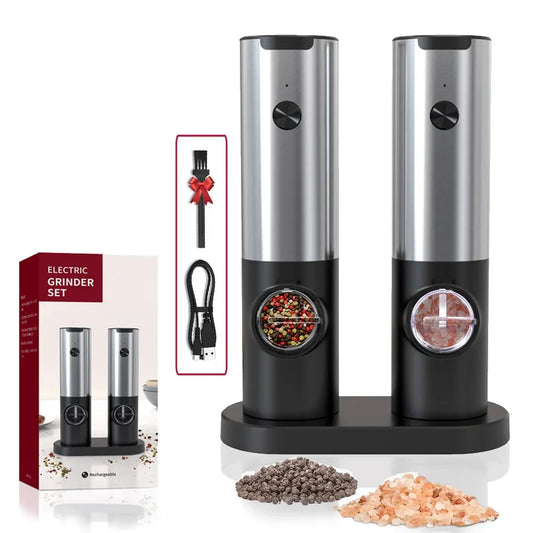 USB Rechargeable Electric Salt and Pepper Grinder Set