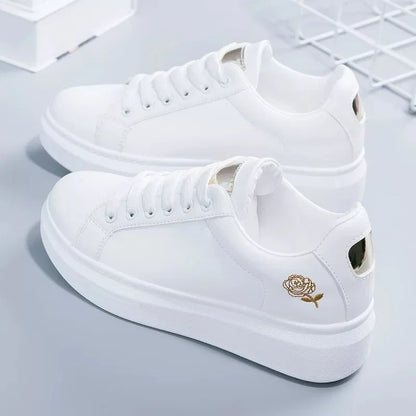 Women's Breathable Embroidered Flower Lace-Up Sneakers
