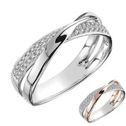 Elegant Two Tone X Shape Zircon Ring for Women
