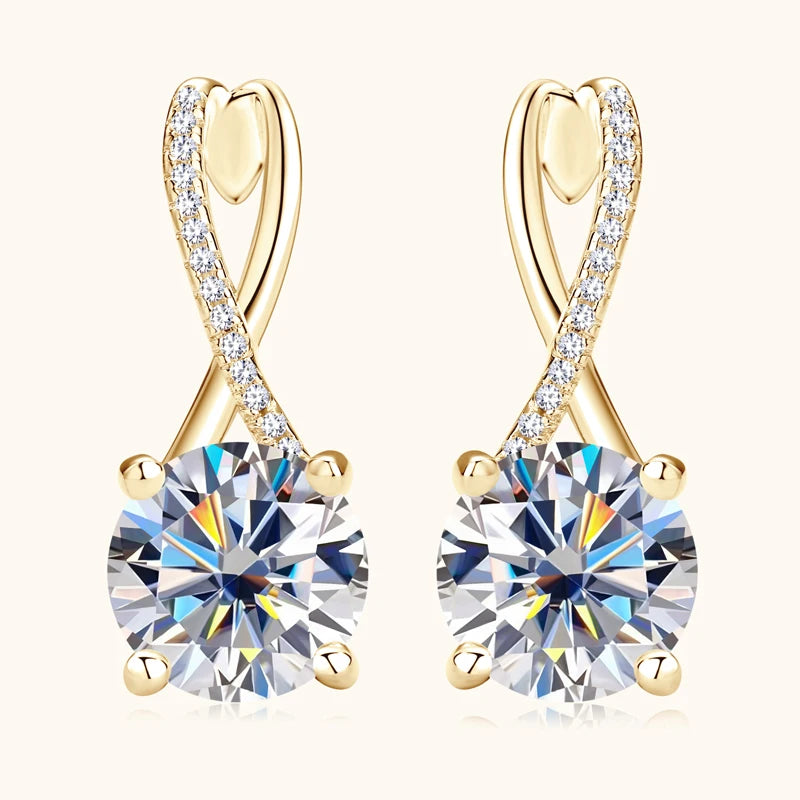 Luxurious Moissanite Drop Earrings - White and Yellow Gold